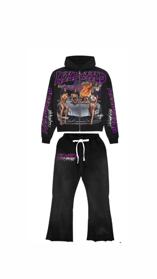 Purple Wildchilderchh jacket with stacked pants